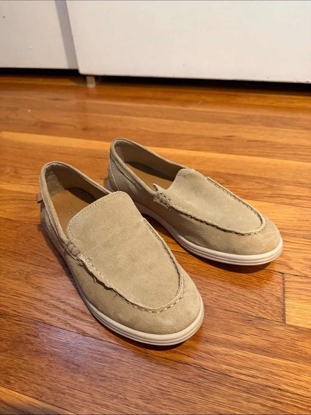 Zara - Boys Slip-On Suede Loafers in Beige - Casual Comfort
